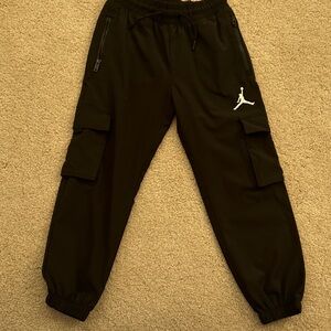 Jordan Black Joggers with whiteLogo- drawstring /elastic waistband. Size small